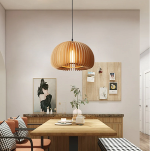 MODERN HANGING PENDANT LIGHT MADE FROM WOOD - DINNING AND LIVING ROOM LIGHT